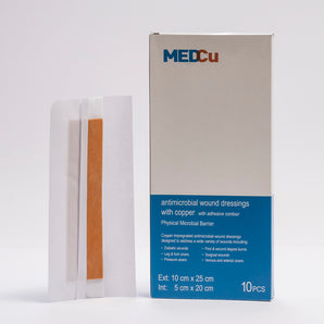 MedCu Copper Dressing 10cm x 25cm – (Adhesive Contour with 5x20cm Pad)